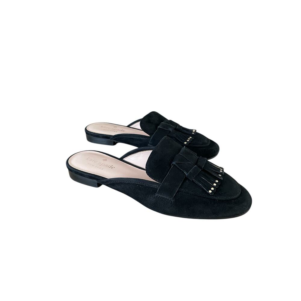 Kate Spade Berkeley Slide Mule Black Suede Leather Women's 6B Career Casual
